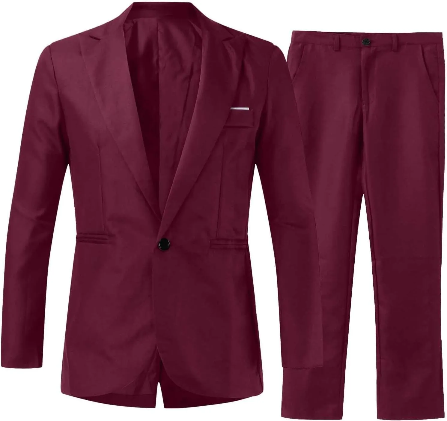 Men's Slim Fit 3 Piece Suit Two Button Solid Single Breasted Notch Lapel Tuxedo Set for Party, Wedding and Business