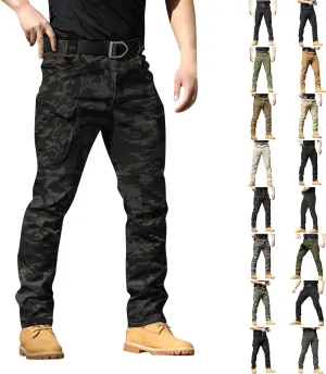 Men's Tactical Pants Waterproof Stretch Hiking Pants Multi Pockets Baggy Flex Camo Ripstop Cargo Pants Work Pants