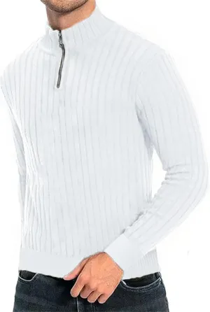 Mens Tan Sweater Winter Sweater Tops Slim Collar Solid Color Thickening Half Zipper Knit Bottoming Black Mens