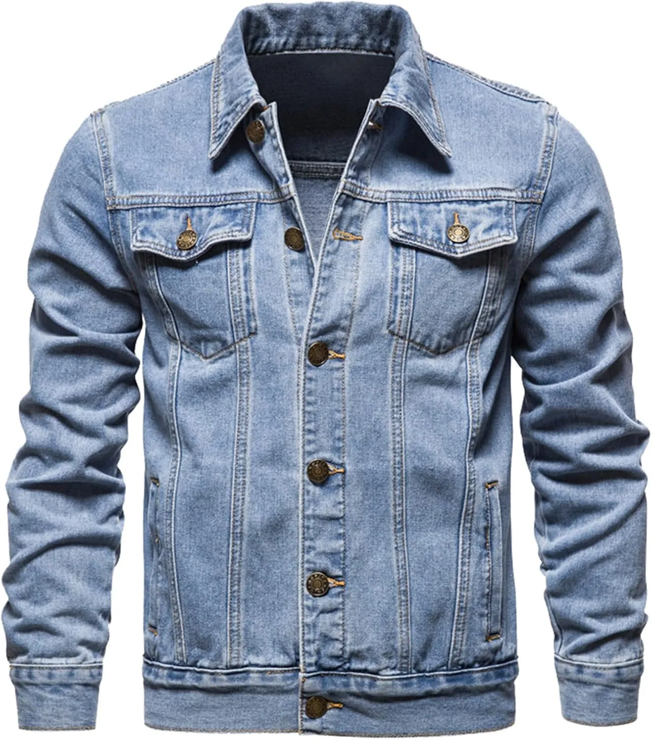 Mens Trucker Jacket Lightweight Button Work Jackets Classic Canvas Trucker Jackets Military Coat Military Bomber Jackets