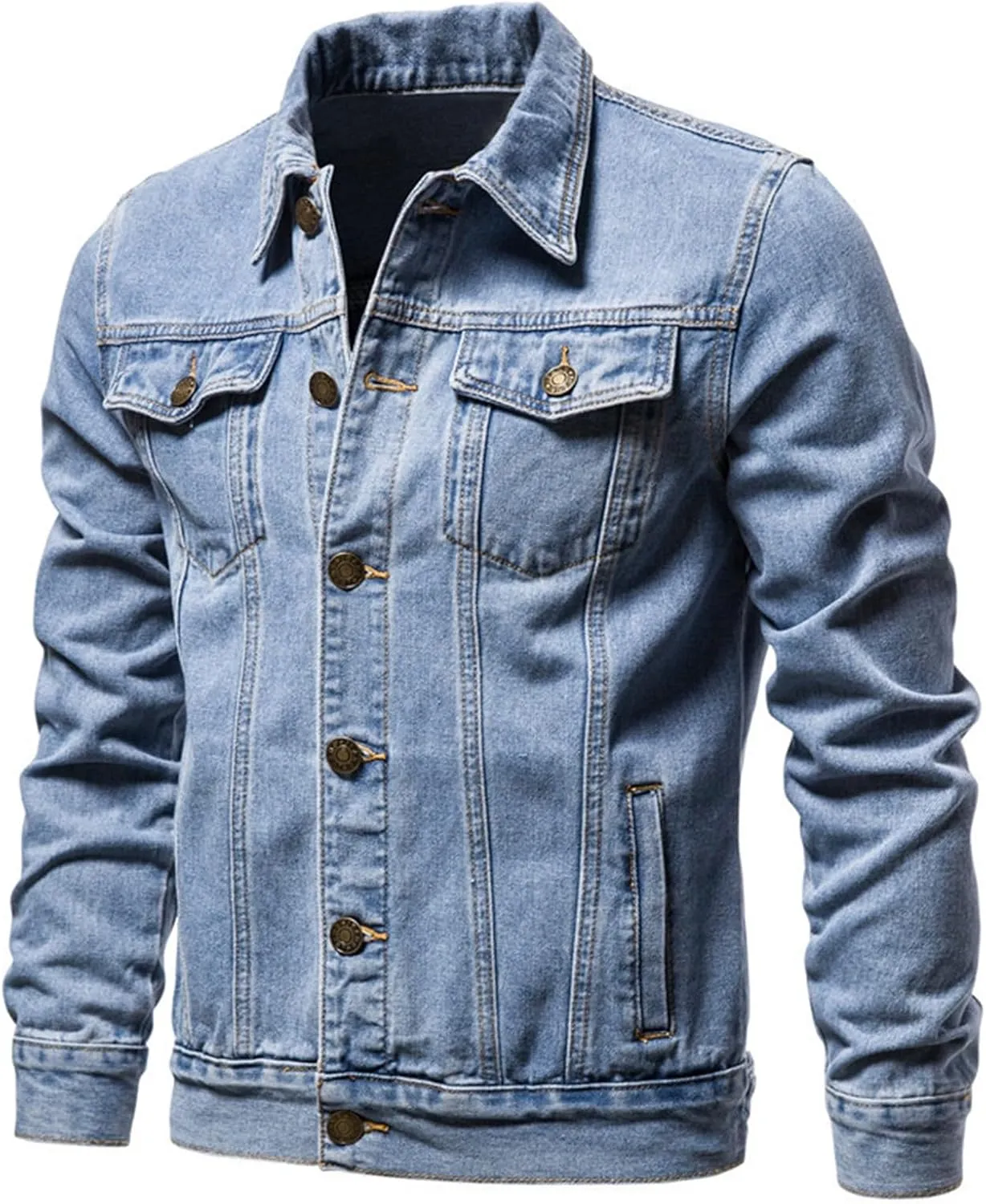 Mens Trucker Jacket Lightweight Button Work Jackets Classic Canvas Trucker Jackets Military Coat Military Bomber Jackets
