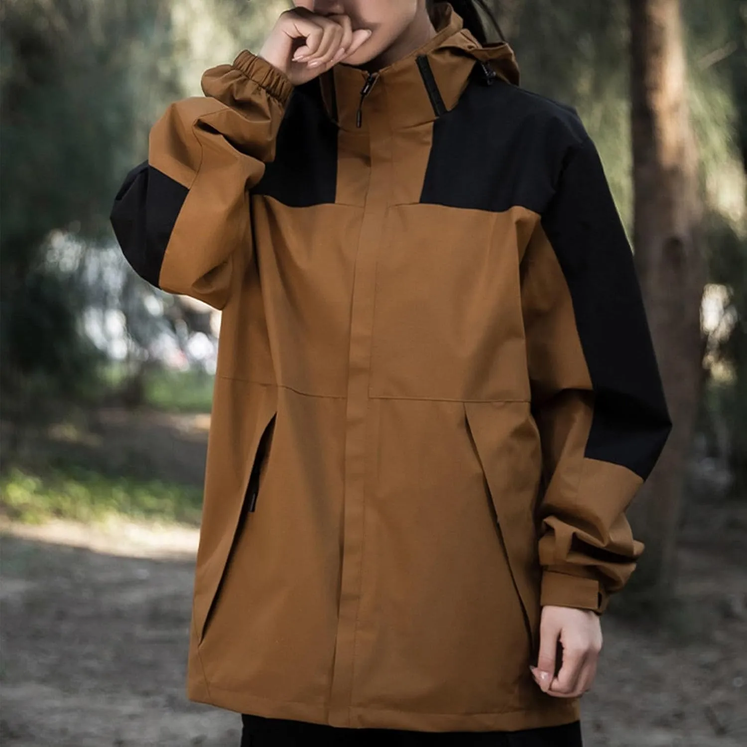 Mens Waterproof Rain Jacket Fall Mountain Windbreaker Hooded Raincoat Lightweight Hood Rain Jackets Outdoor