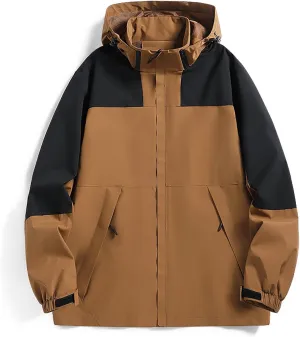 Mens Waterproof Rain Jacket Fall Mountain Windbreaker Hooded Raincoat Lightweight Hood Rain Jackets Outdoor