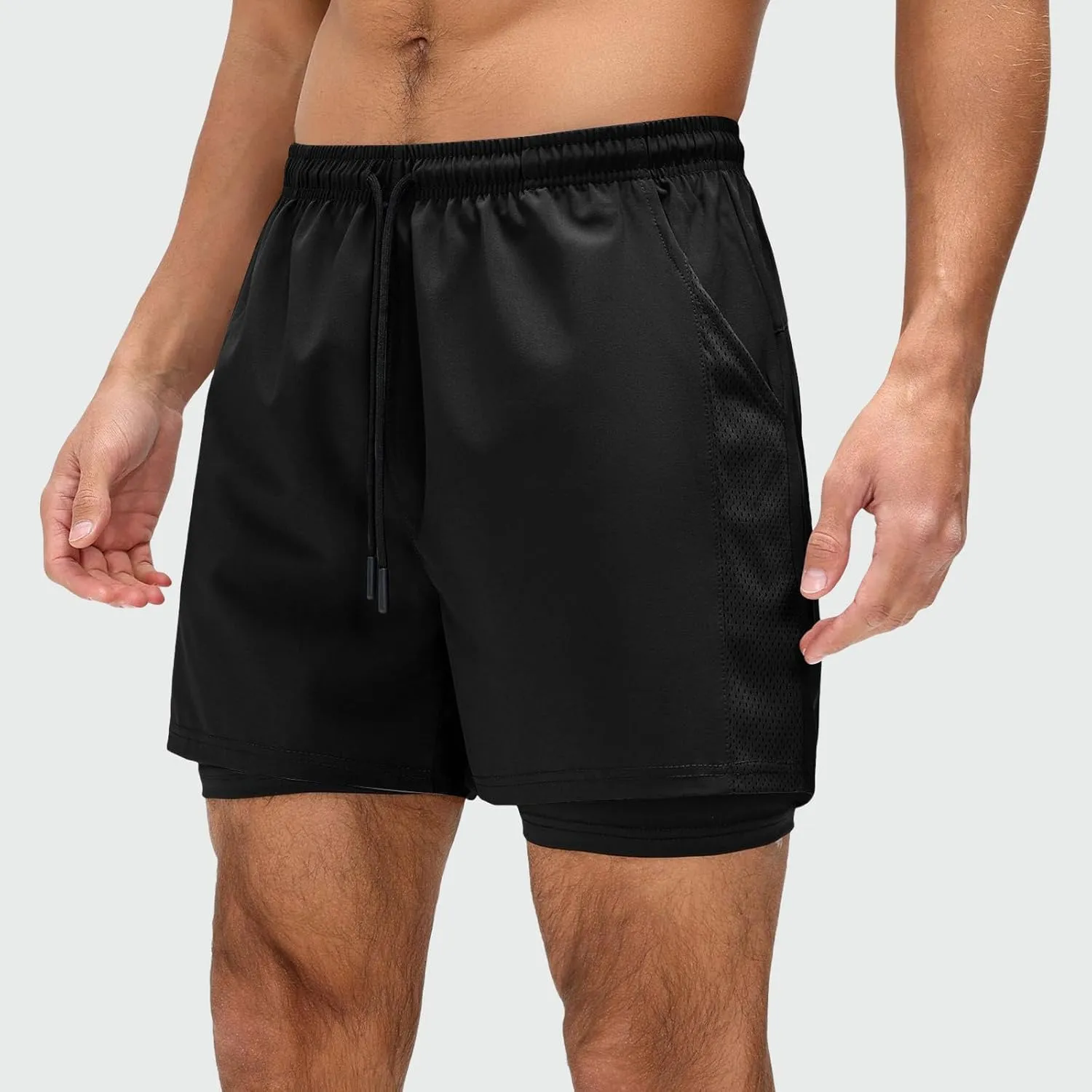 Men's Workout Shorts with Multi Pockets Quick Dry Athletic Running Gym Gear Elastic Waist Drawstring Active Wear Summer