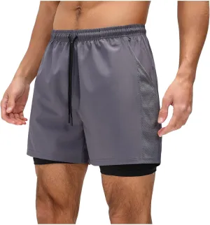 Men's Workout Shorts with Multi Pockets Quick Dry Athletic Running Gym Gear Elastic Waist Drawstring Active Wear Summer