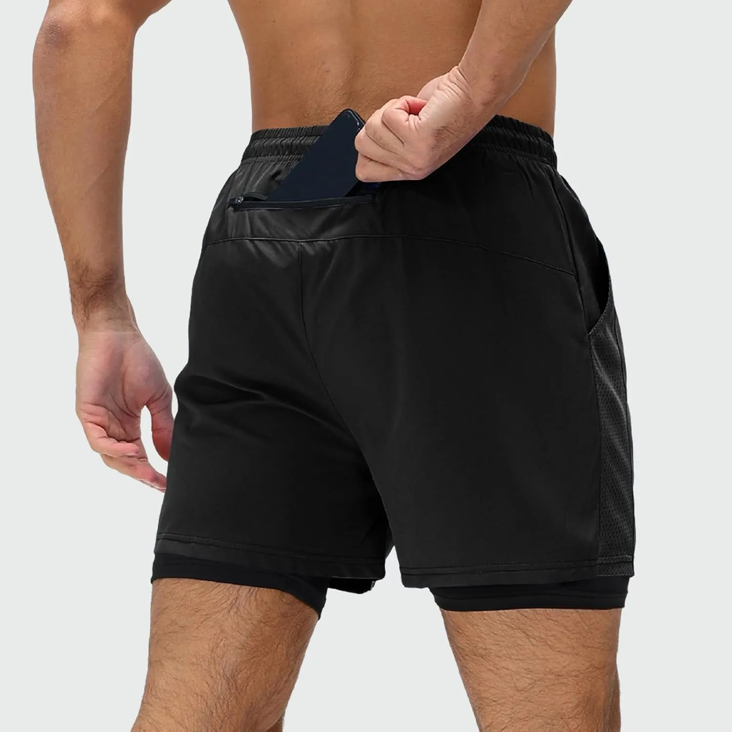 Men's Workout Shorts with Multi Pockets Quick Dry Athletic Running Gym Gear Elastic Waist Drawstring Active Wear Summer