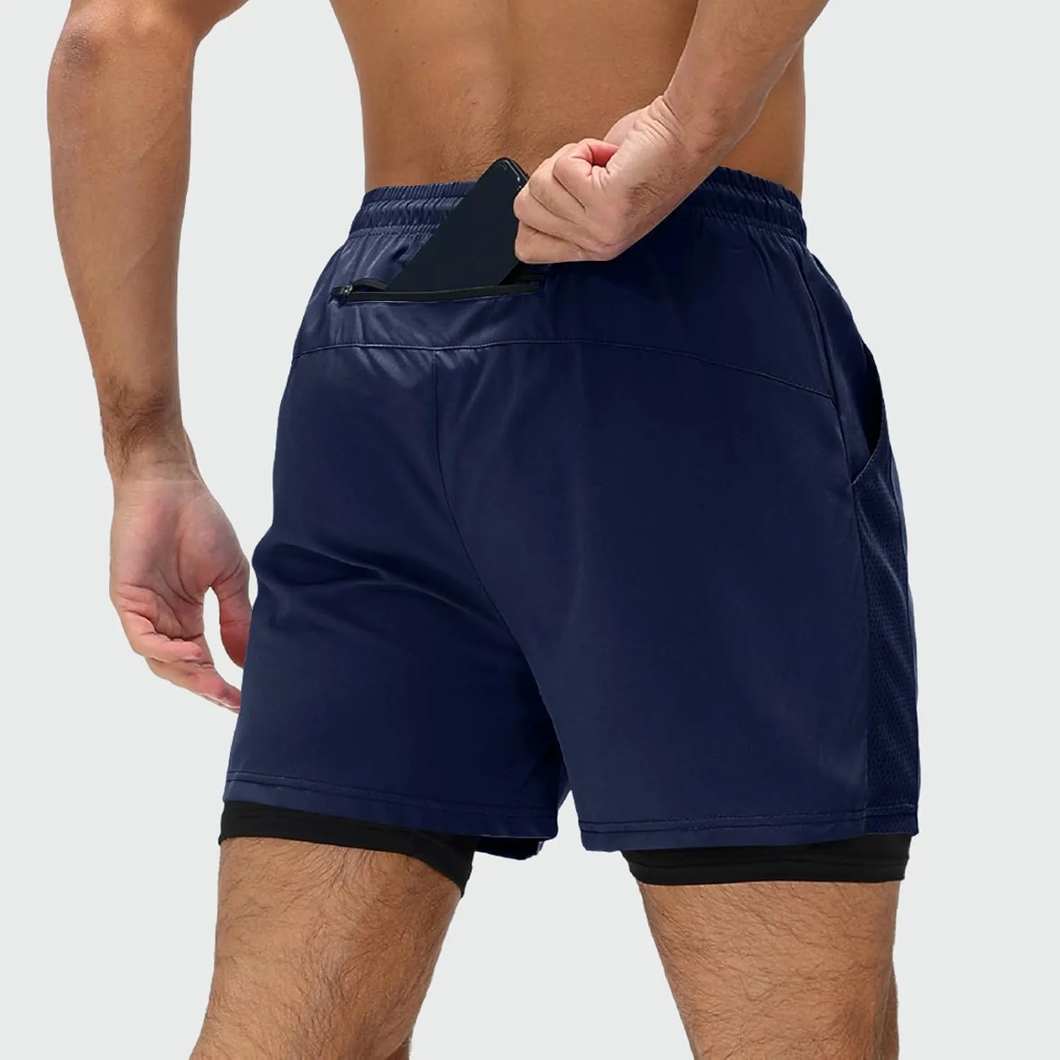 Men's Workout Shorts with Multi Pockets Quick Dry Athletic Running Gym Gear Elastic Waist Drawstring Active Wear Summer