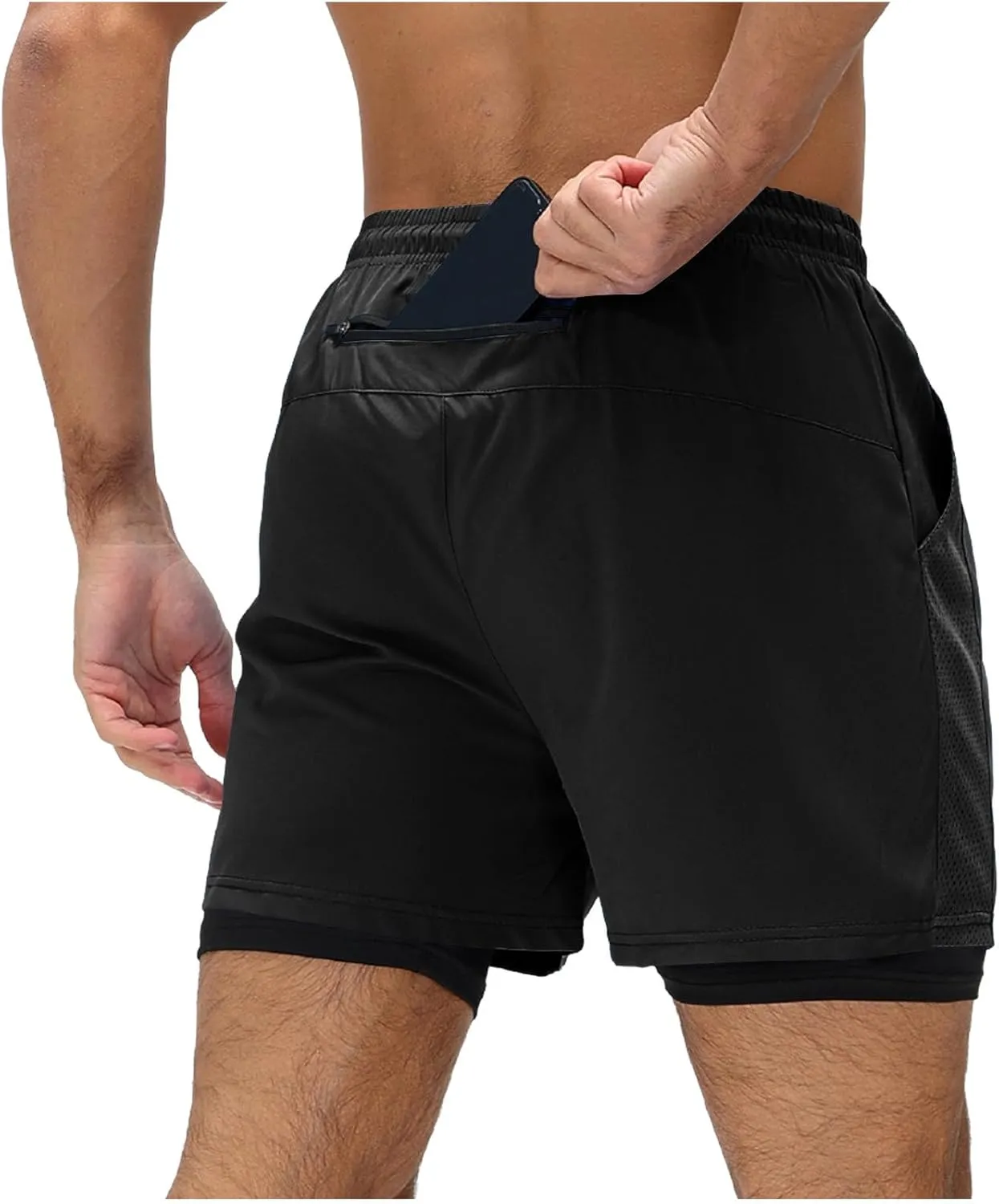 Men's Workout Shorts with Multi Pockets Quick Dry Athletic Running Gym Gear Elastic Waist Drawstring Active Wear Summer