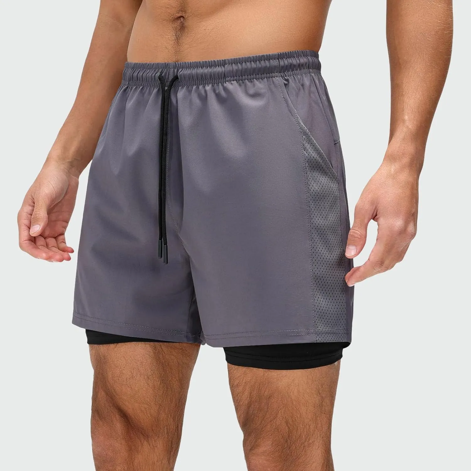 Men's Workout Shorts with Multi Pockets Quick Dry Athletic Running Gym Gear Elastic Waist Drawstring Active Wear Summer