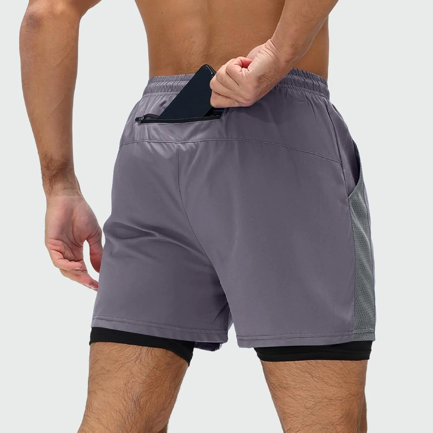 Men's Workout Shorts with Multi Pockets Quick Dry Athletic Running Gym Gear Elastic Waist Drawstring Active Wear Summer