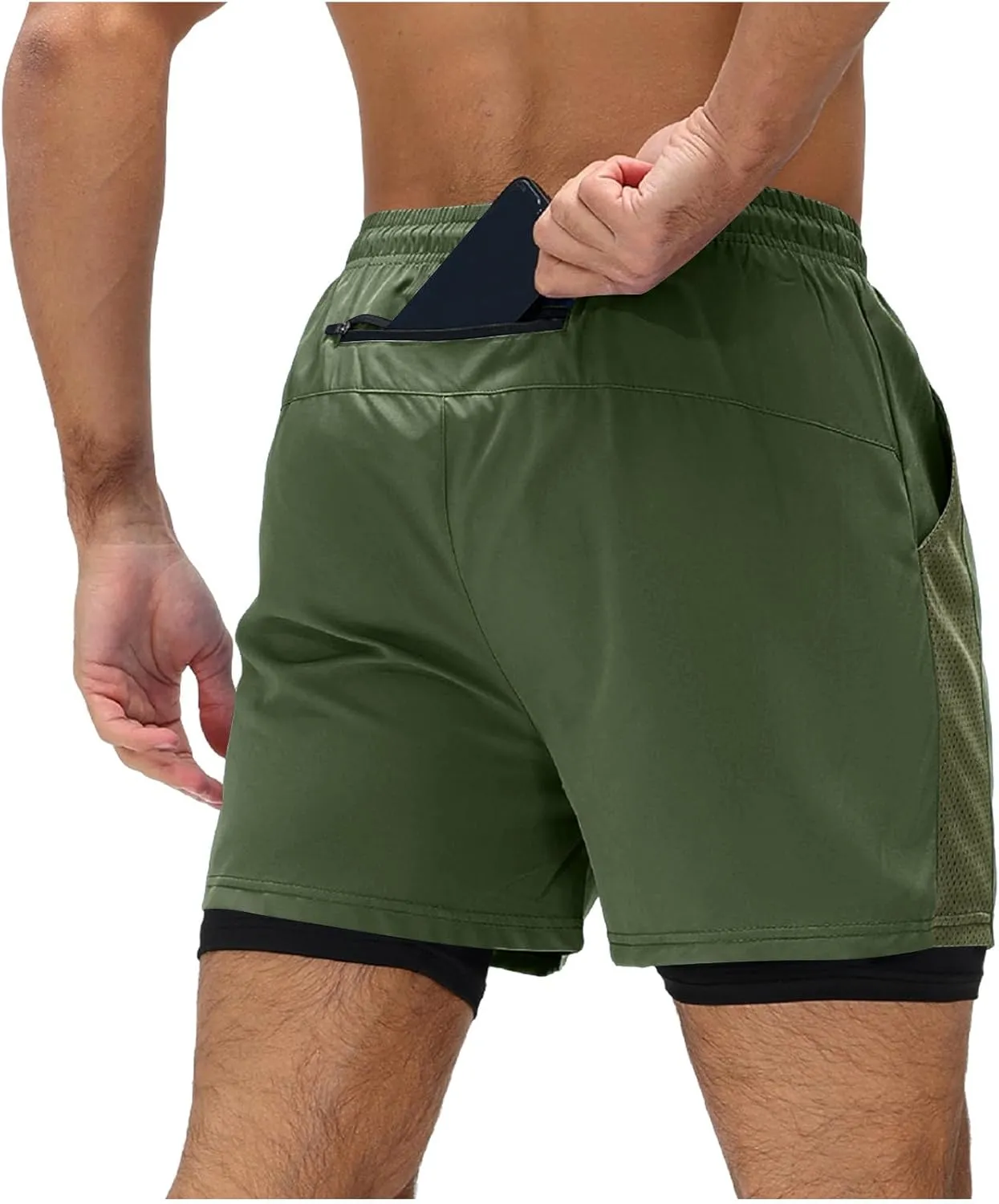 Men's Workout Shorts with Multi Pockets Quick Dry Athletic Running Gym Gear Elastic Waist Drawstring Active Wear Summer