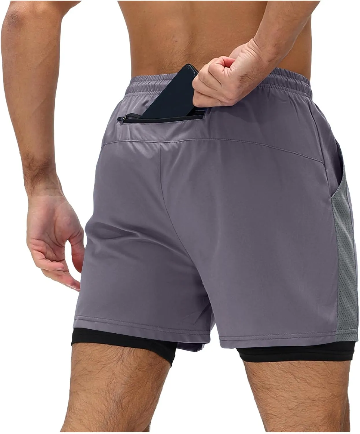 Men's Workout Shorts with Multi Pockets Quick Dry Athletic Running Gym Gear Elastic Waist Drawstring Active Wear Summer