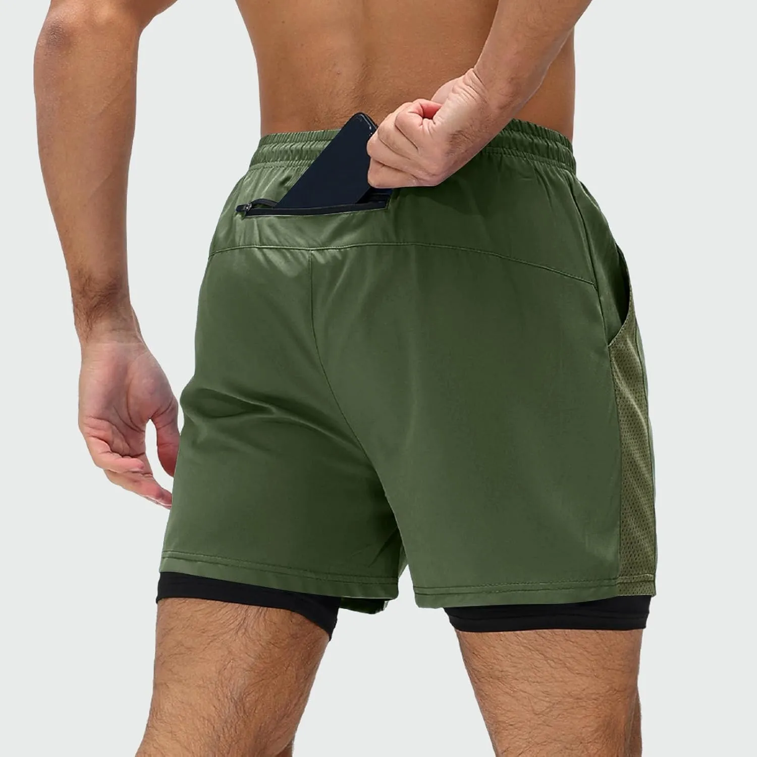 Men's Workout Shorts with Multi Pockets Quick Dry Athletic Running Gym Gear Elastic Waist Drawstring Active Wear Summer