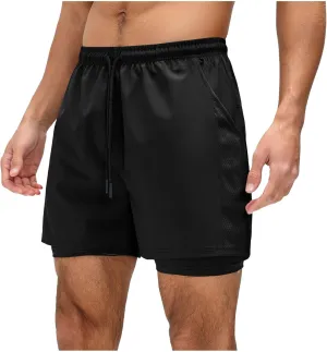 Men's Workout Shorts with Multi Pockets Quick Dry Athletic Running Gym Gear Elastic Waist Drawstring Active Wear Summer