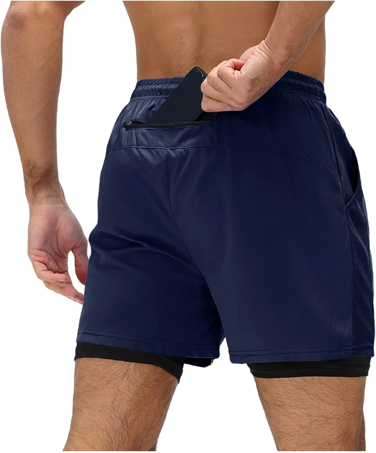 Men's Workout Shorts with Multi Pockets Quick Dry Athletic Running Gym Gear Elastic Waist Drawstring Active Wear Summer