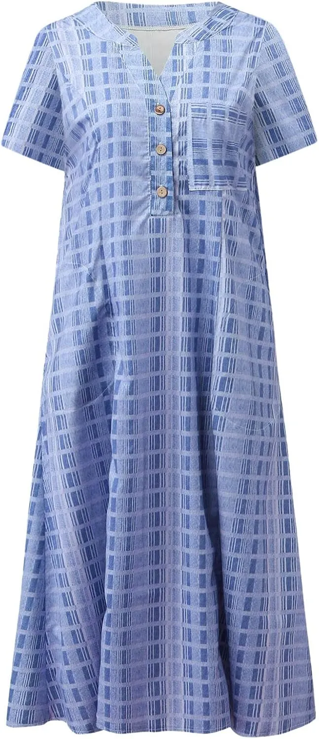Modest Dresses for Women Fitted Eyelet Short Sleeve V Neck Button Empire Waist Funeral Dress Pcokets Spring Break Outfit