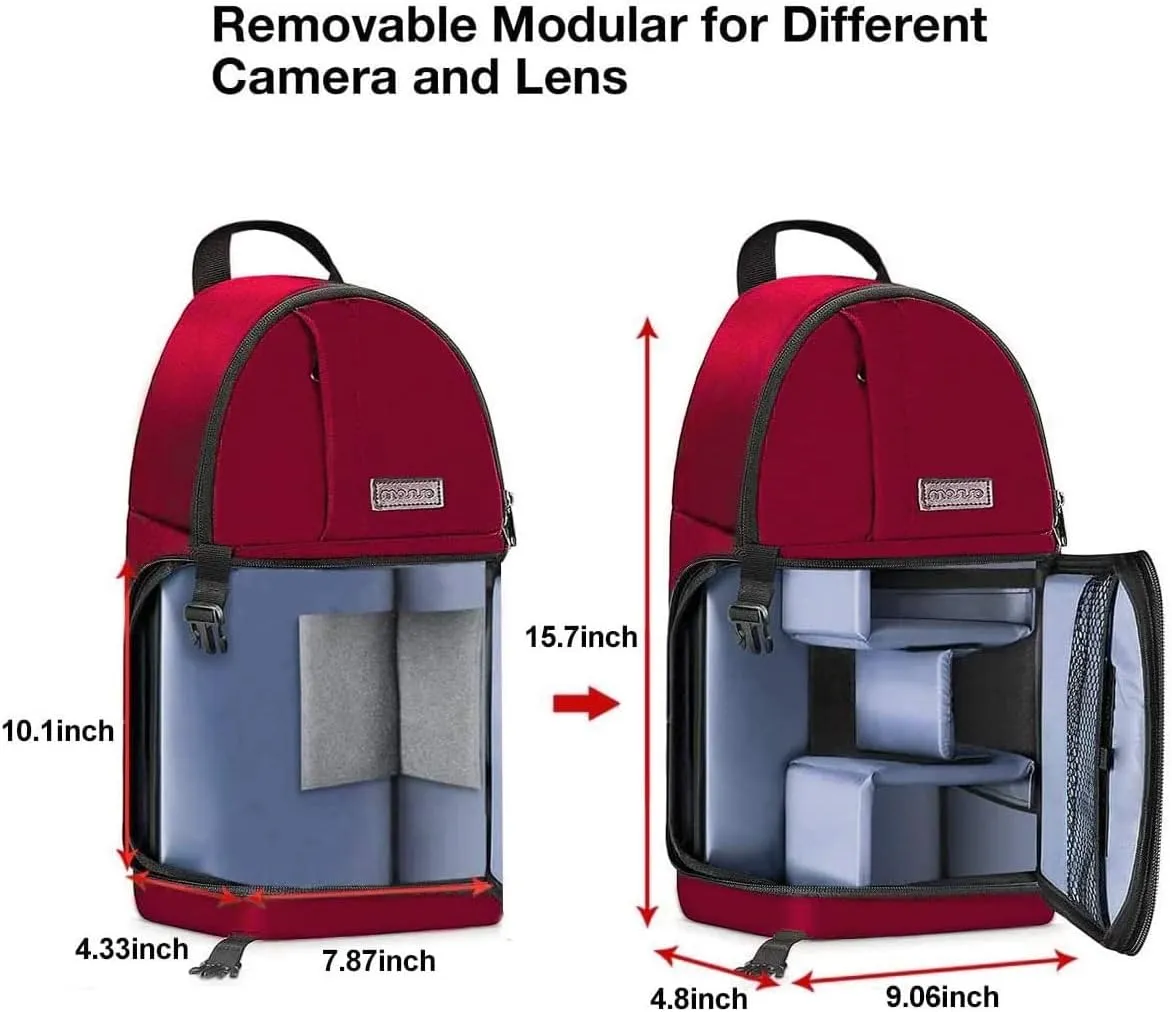 MOSISO Camera Sling Bag, DSLR/SLR/Mirrorless Camera Backpack Case Shockproof Photography Backpack with Tripod Holder & Removable Modular Inserts Compatible with Canon/Nikon/Sony/Fuji