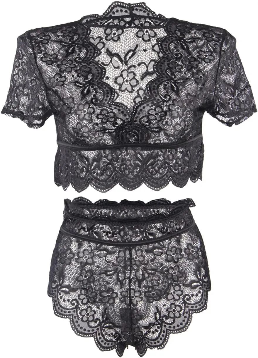 ohyeahlady Women Lace Lingerie Set 2 Piece Plus Size High Waist Bra and Panty Set Underwear