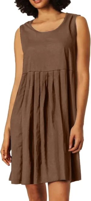 Poplin Dress Women Boho Flowy Pleated Crew Neck Midi Dress with Sleeves Loose Summer Swimsuit Coverup for Women