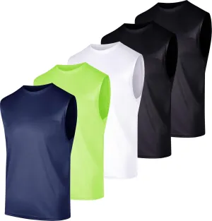 Real Essentials 5 Pack: Men's Mesh Active Athletic Tech Tank Top - Workout & Training Activewear (Available in Big & Tall)
