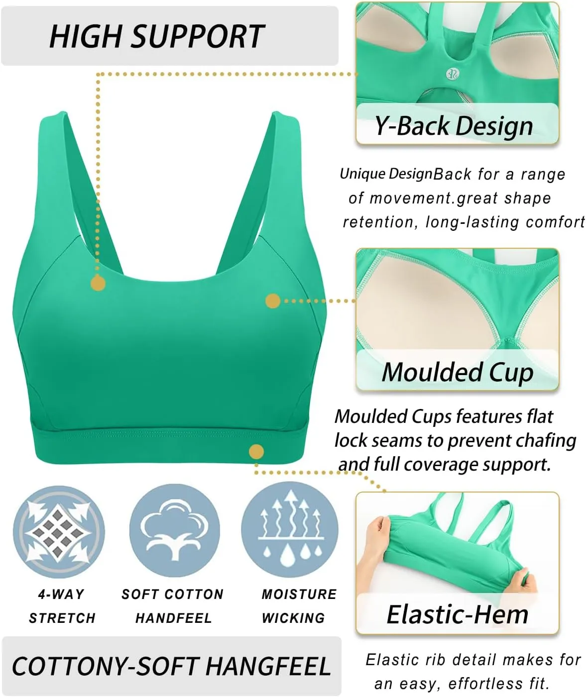 RUNNING GIRL Sports Bra for Women High Support, Molded Cup High Impact Sports Bras for Women Workout Yoga Bra