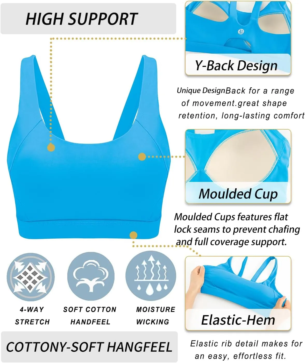 RUNNING GIRL Sports Bra for Women High Support, Molded Cup High Impact Sports Bras for Women Workout Yoga Bra