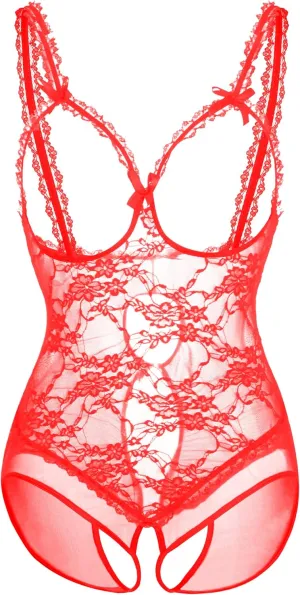 Sexy Lace Bodysuit Lingerie for Women, One Piece, Black