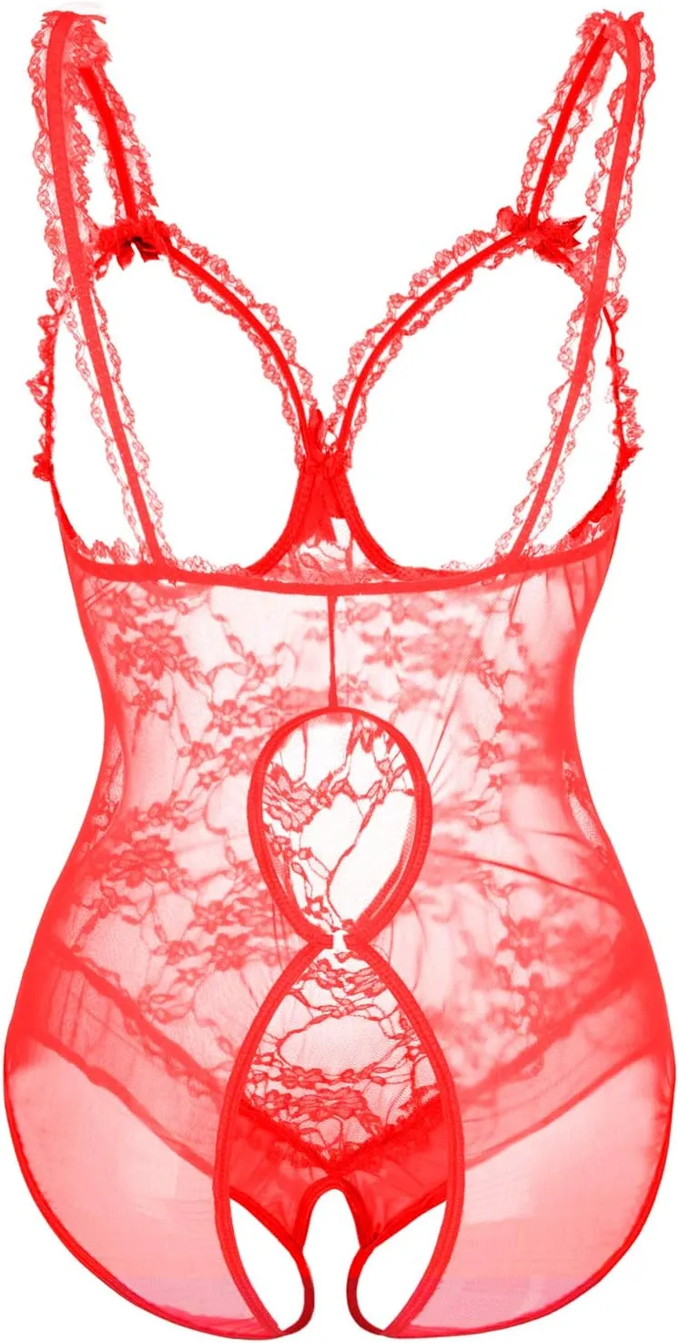 Sexy Lace Bodysuit Lingerie for Women, One Piece, Black