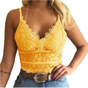 Sexy Lace Bralettes Lingerie for Women for Sex Naughty Crop Vest Tops Deep V-Neck Underwear Bra Camisole Boudoir Outfits