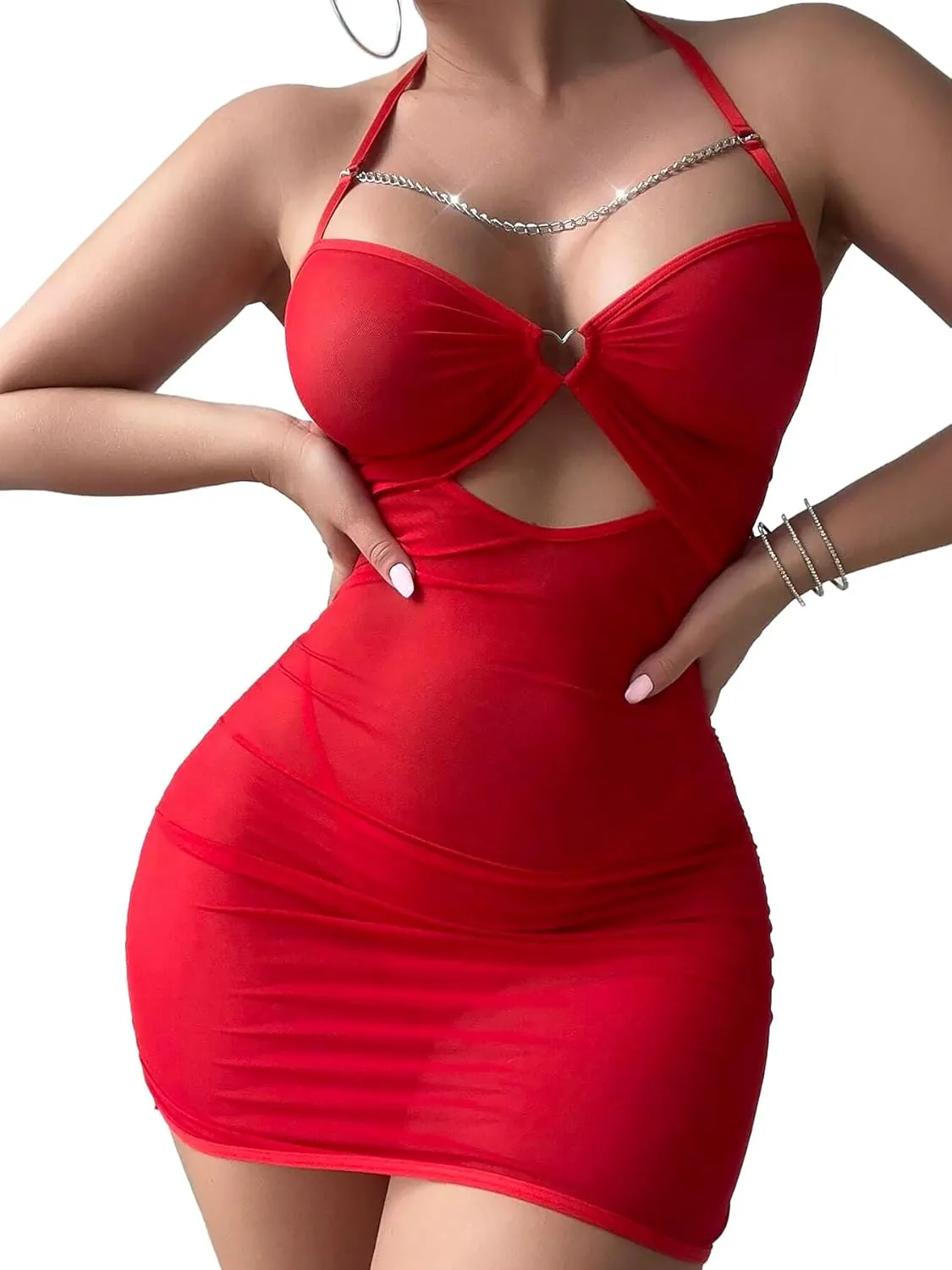Sexy Lingerie for Women Sheer Lingerie Set Bodycon Mini Lingerie Dress Ruched Party Clubwear Outfits