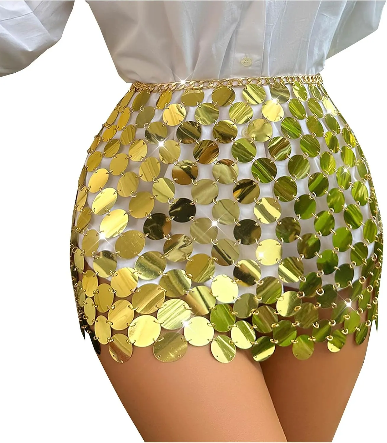 Sexy Sequin Tassel Mini Skirt for Women, Summer Sexy Bodycon Beach Party Skirts Fashion Disco Concert Waist Chain
