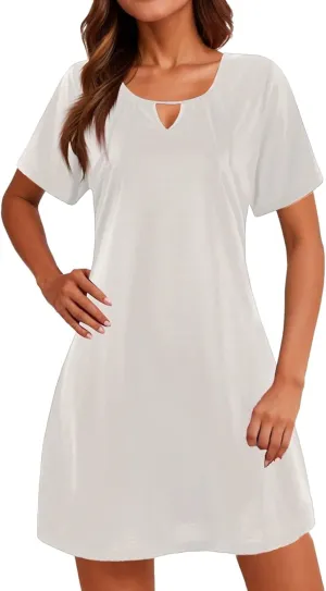 Shift Dresses for Women 2025 Vintage Short Sleeve V Neck Aline Graduation Mini Dress Comfy Church Gauze Outfits