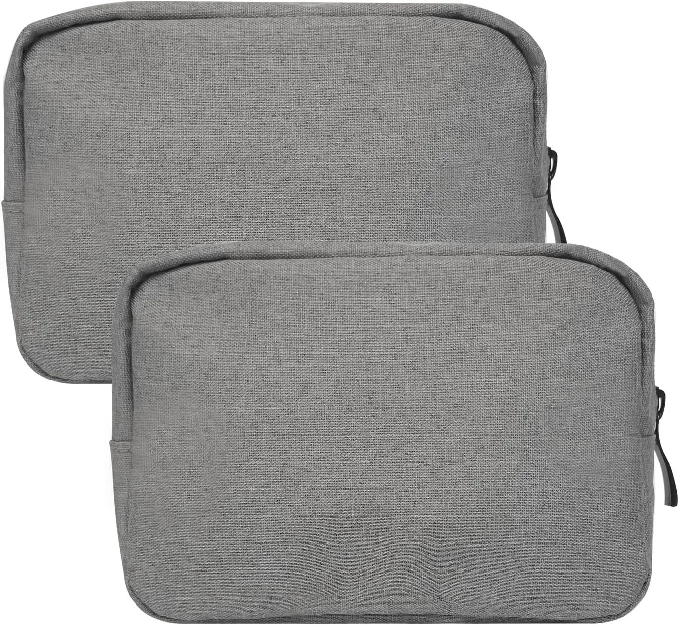 Small Cosmetic Bag for Women, 2 Pack Travel Makeup Bag, Portable Zipper Nylon Storage Pouch Mini Organizer Toiletry Bag for Girl, Grey