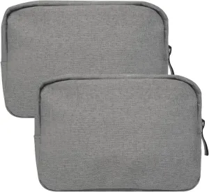 Small Cosmetic Bag for Women, 2 Pack Travel Makeup Bag, Portable Zipper Nylon Storage Pouch Mini Organizer Toiletry Bag for Girl, Grey