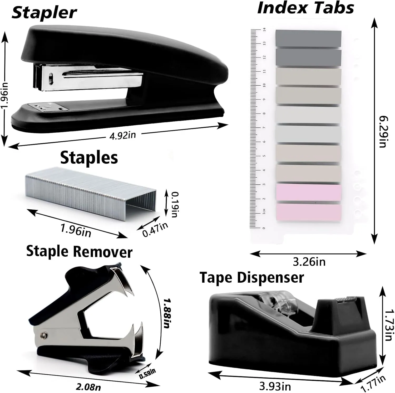 sportsvoutdoors Black Desk Accessories, Black Office Supplies, Stapler and Tape Dispenser Set, Black Desk Accessory Kit, Gift for Students, Women, Coworkers, Boss Lady, Office Clerks