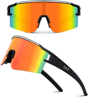 SPOSUNE Polarized Cycling Glasses with 3 Interchangeable Lenses for Women Men, TR90 Sports Sunglasses Running Baseball