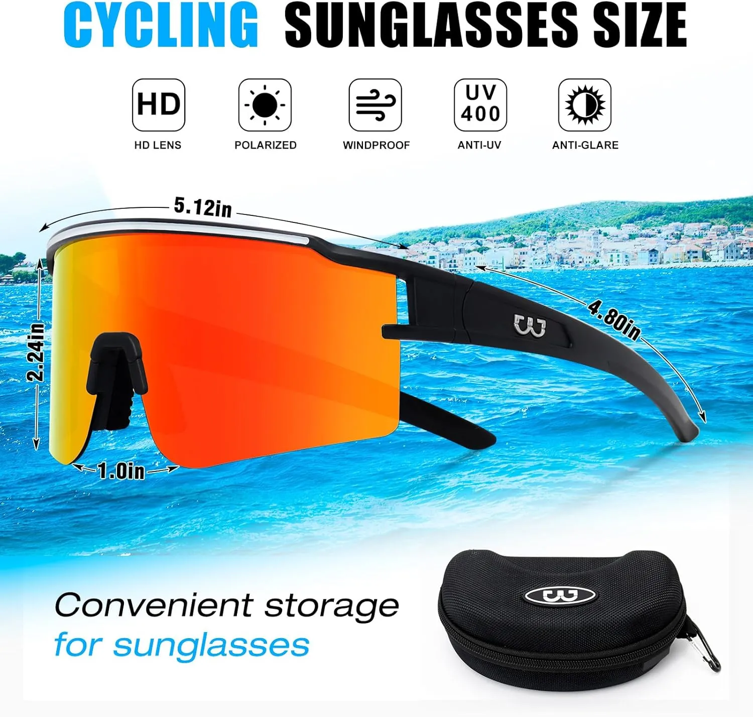 SPOSUNE Polarized Cycling Glasses with 3 Interchangeable Lenses for Women Men, TR90 Sports Sunglasses Running Baseball