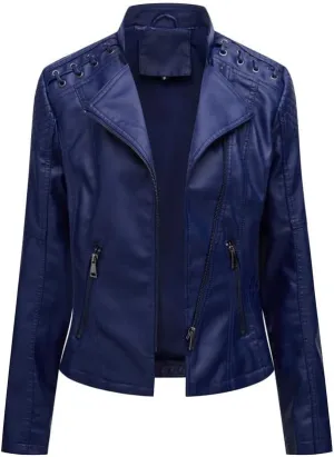 Stylish Biker Quilted Leather Jacket for Womens - Slimfit Moto Zipper Faux Leather Jacket