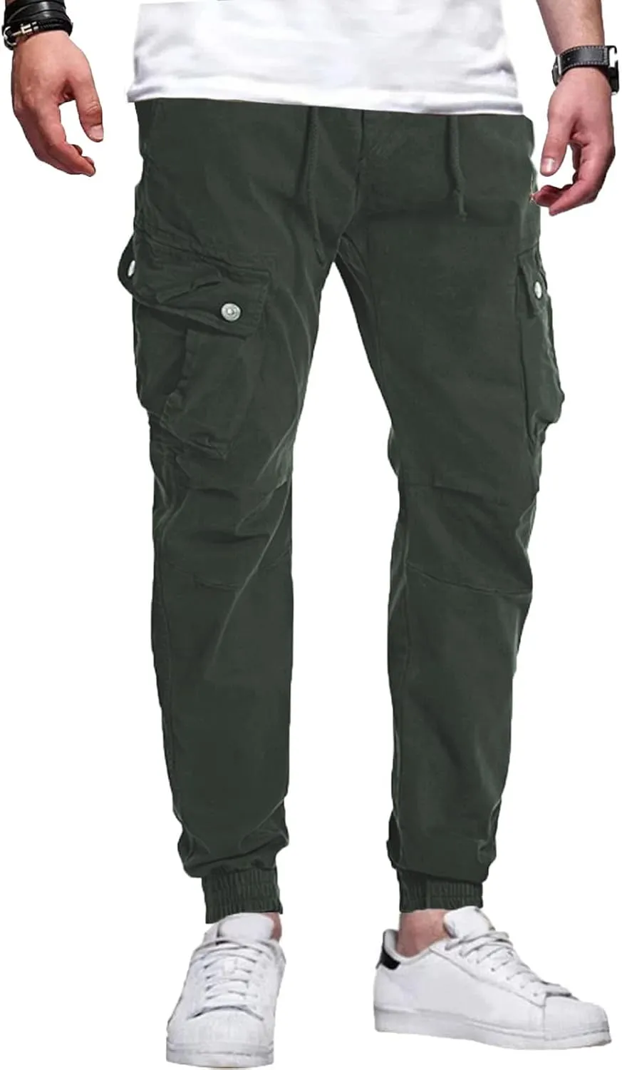 Surenow Mens Cargo Pants Multi Pockets Slim Outdoor Hiking Pants Tactical Pants Lightweight Casual Work Ripstop Pants for Men