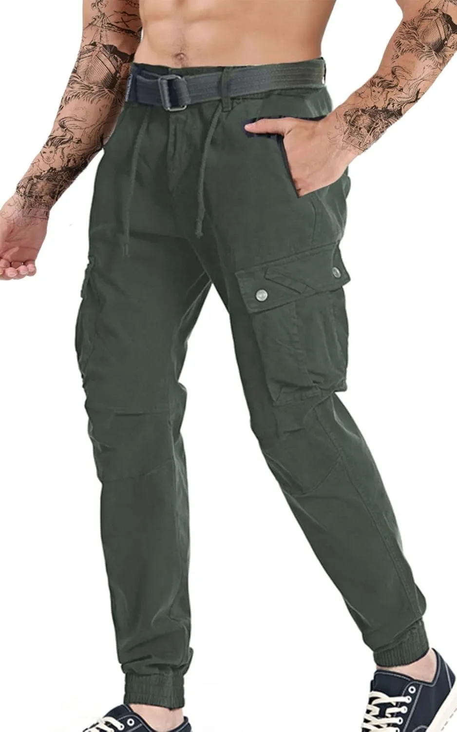 Surenow Mens Cargo Pants Multi Pockets Slim Outdoor Hiking Pants Tactical Pants Lightweight Casual Work Ripstop Pants for Men