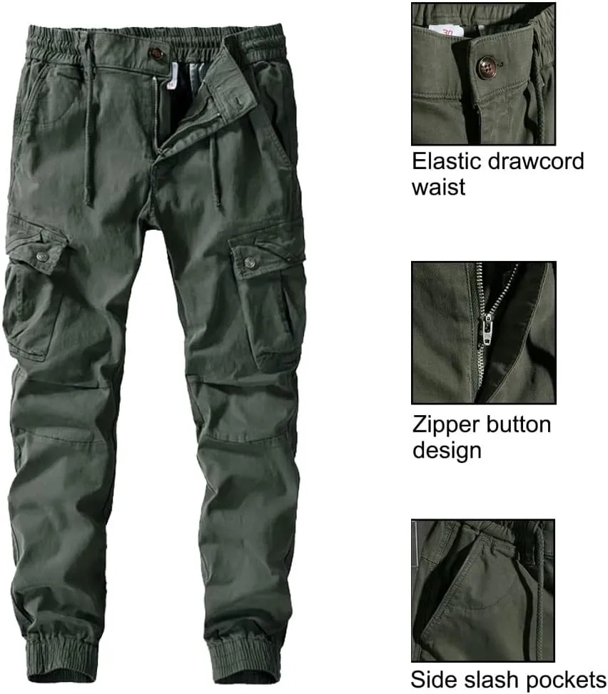Surenow Mens Cargo Pants Multi Pockets Slim Outdoor Hiking Pants Tactical Pants Lightweight Casual Work Ripstop Pants for Men