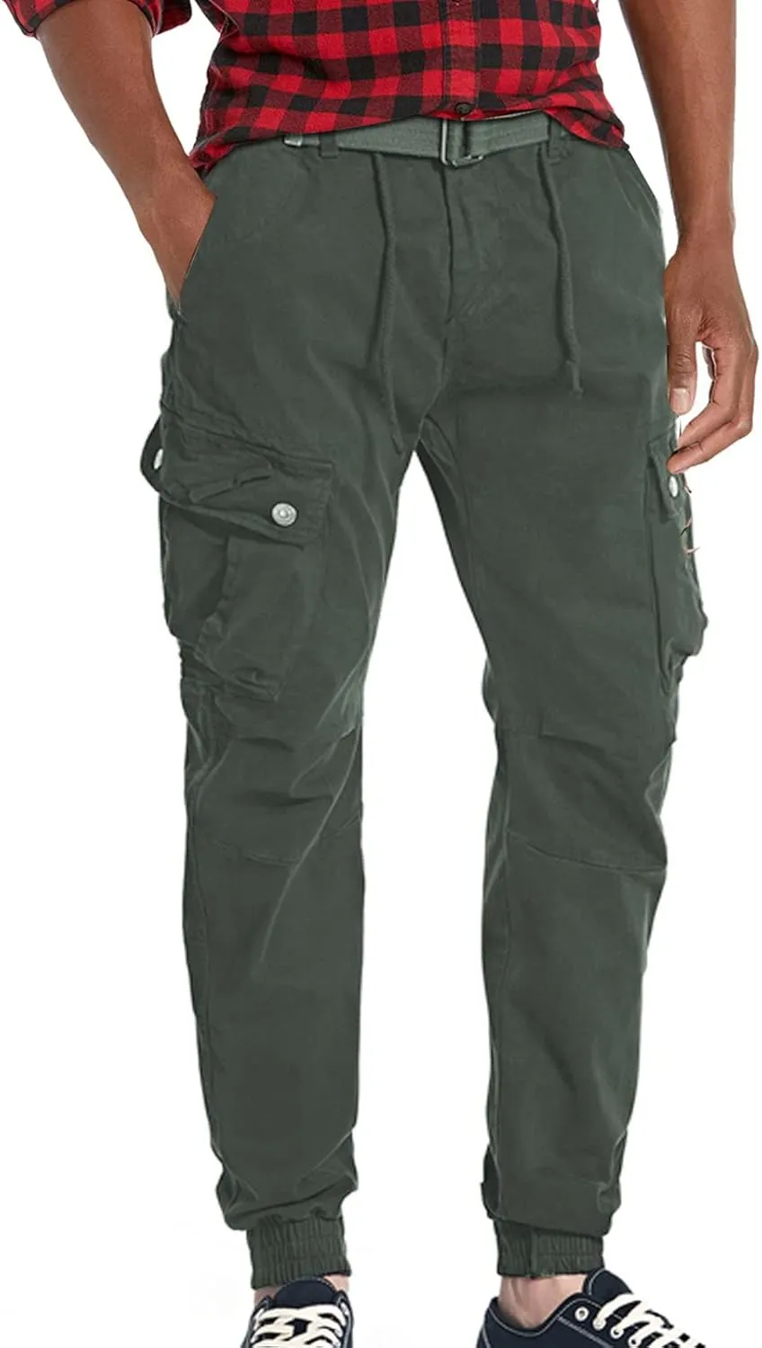 Surenow Mens Cargo Pants Multi Pockets Slim Outdoor Hiking Pants Tactical Pants Lightweight Casual Work Ripstop Pants for Men