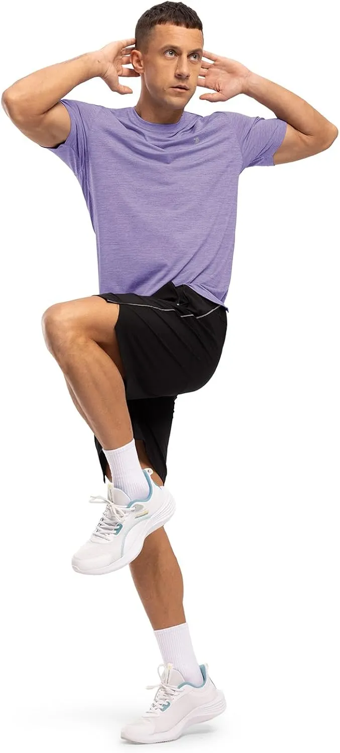 TBMPOY Men's Workout Dry Fit T-Shirt Quick Dry UPF 50  Athletic Shirt Moisture Wicking Lightweight Top Running Activewear