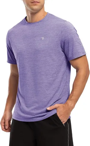 TBMPOY Men's Workout Dry Fit T-Shirt Quick Dry UPF 50  Athletic Shirt Moisture Wicking Lightweight Top Running Activewear