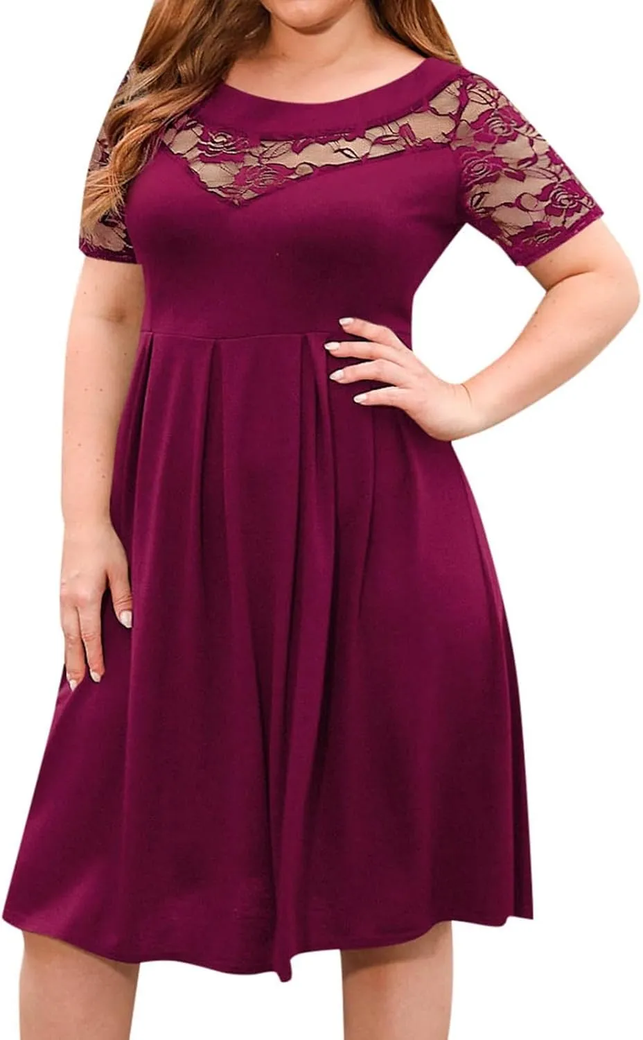 Tea Party Dresses for Woman Summer Plus Size Lace Short Sleeve Short Croset Dress Solid Club Cocktail Party Sundresses