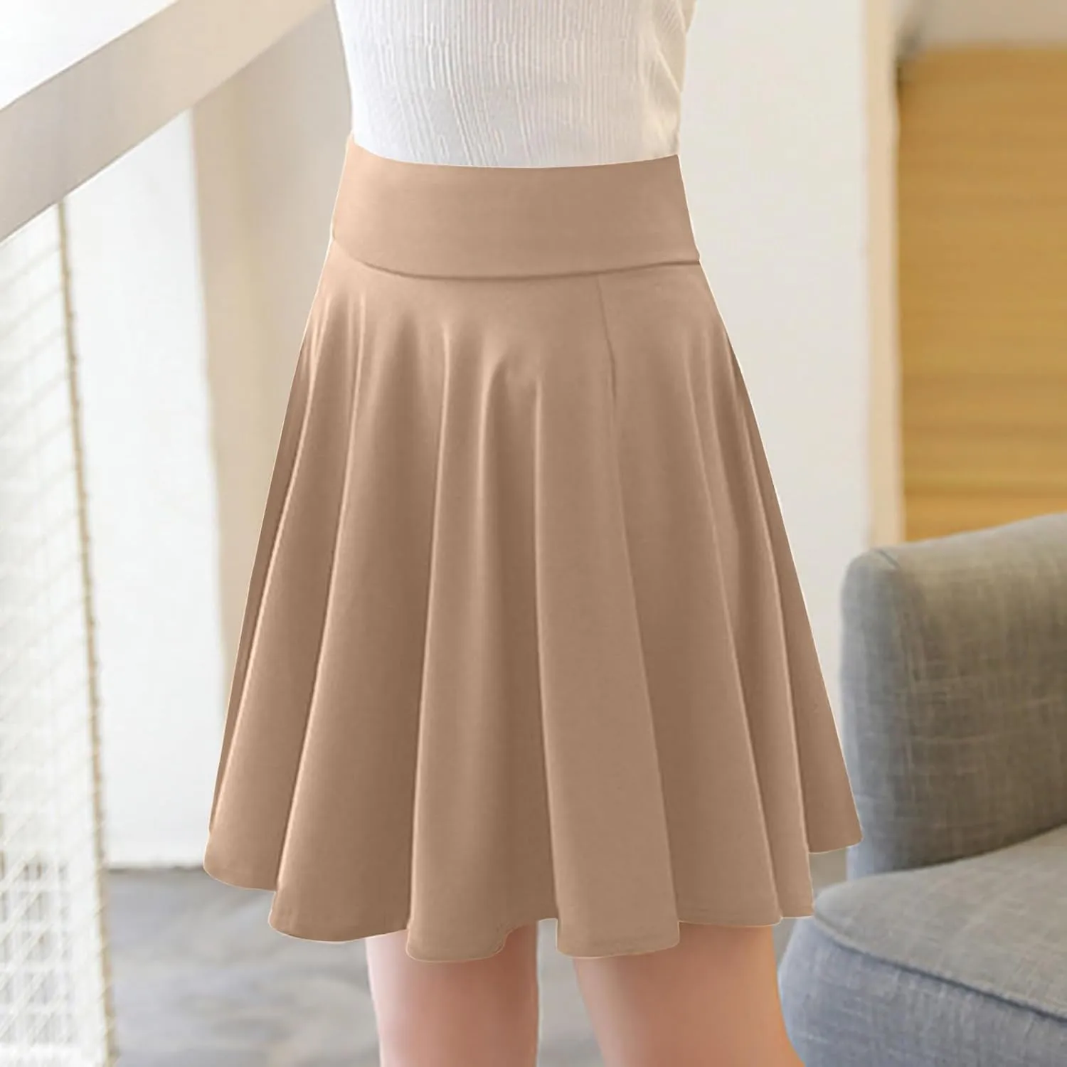 Tennis Skirt Women's Casual Stretchy Flowy Pleated High Waist Mini Skater Skirts Activewear Built-in Shorts