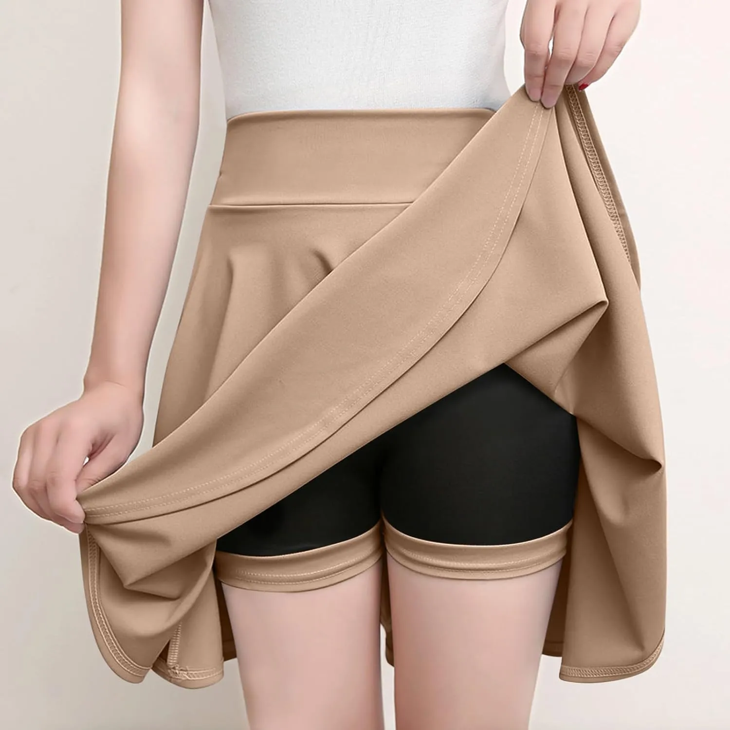Tennis Skirt Women's Casual Stretchy Flowy Pleated High Waist Mini Skater Skirts Activewear Built-in Shorts