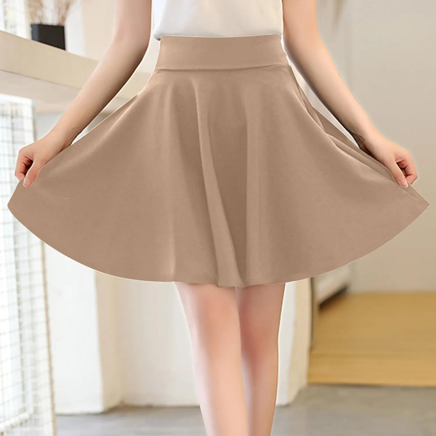Tennis Skirt Women's Casual Stretchy Flowy Pleated High Waist Mini Skater Skirts Activewear Built-in Shorts
