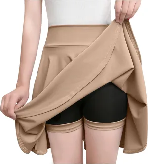 Tennis Skirt Women's Casual Stretchy Flowy Pleated High Waist Mini Skater Skirts Activewear Built-in Shorts