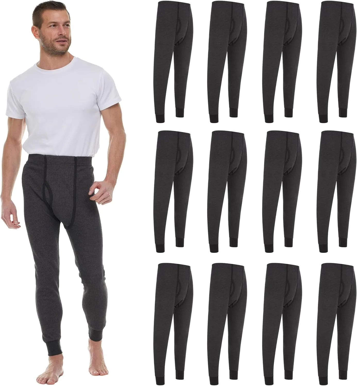 Thermal Pants for Men, Long Johns Mens Underwear Bulk Wholesale, Cotton, Solid Colors, Shelter Donations